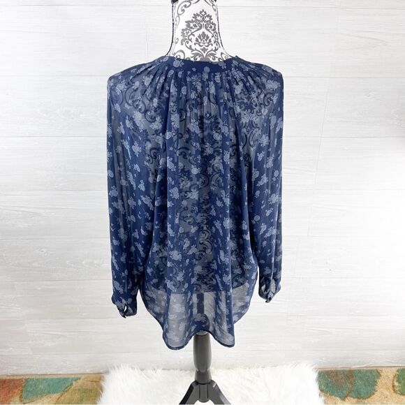 Vince Calico Floral Semi Sheer Popover Silk Top - Picture 8 of 11